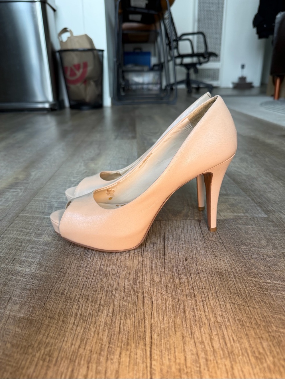 Nine West Nude Peep-Toe Stiletto Pumps